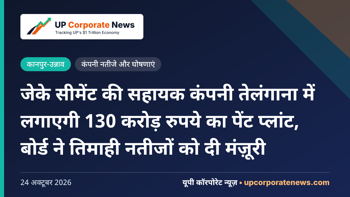 जेके सीमेंट की सहायक कंपनी तेलंगाना में लगाएगी 130 करोड़ रुपये का पेंट प्लांट, बोर्ड ने तिमाही नतीजों को दी मंज़ूरी
